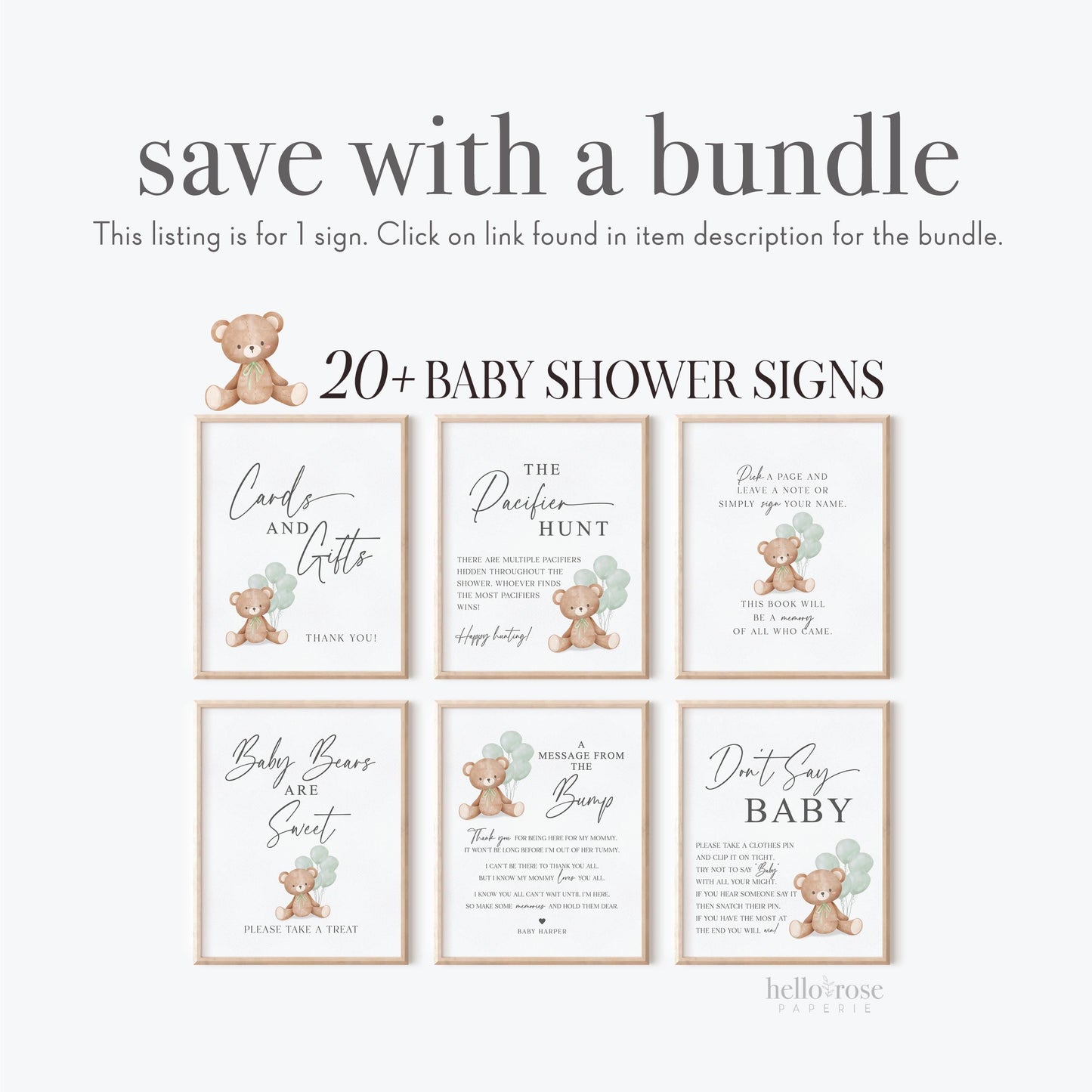 Cards and Gifts Baby Shower Sign, Teddy Bear Beige Balloons, Girl Boy Baby Shower Sprinkle, We Can Bearly Wait, Template Download TEMPLETT