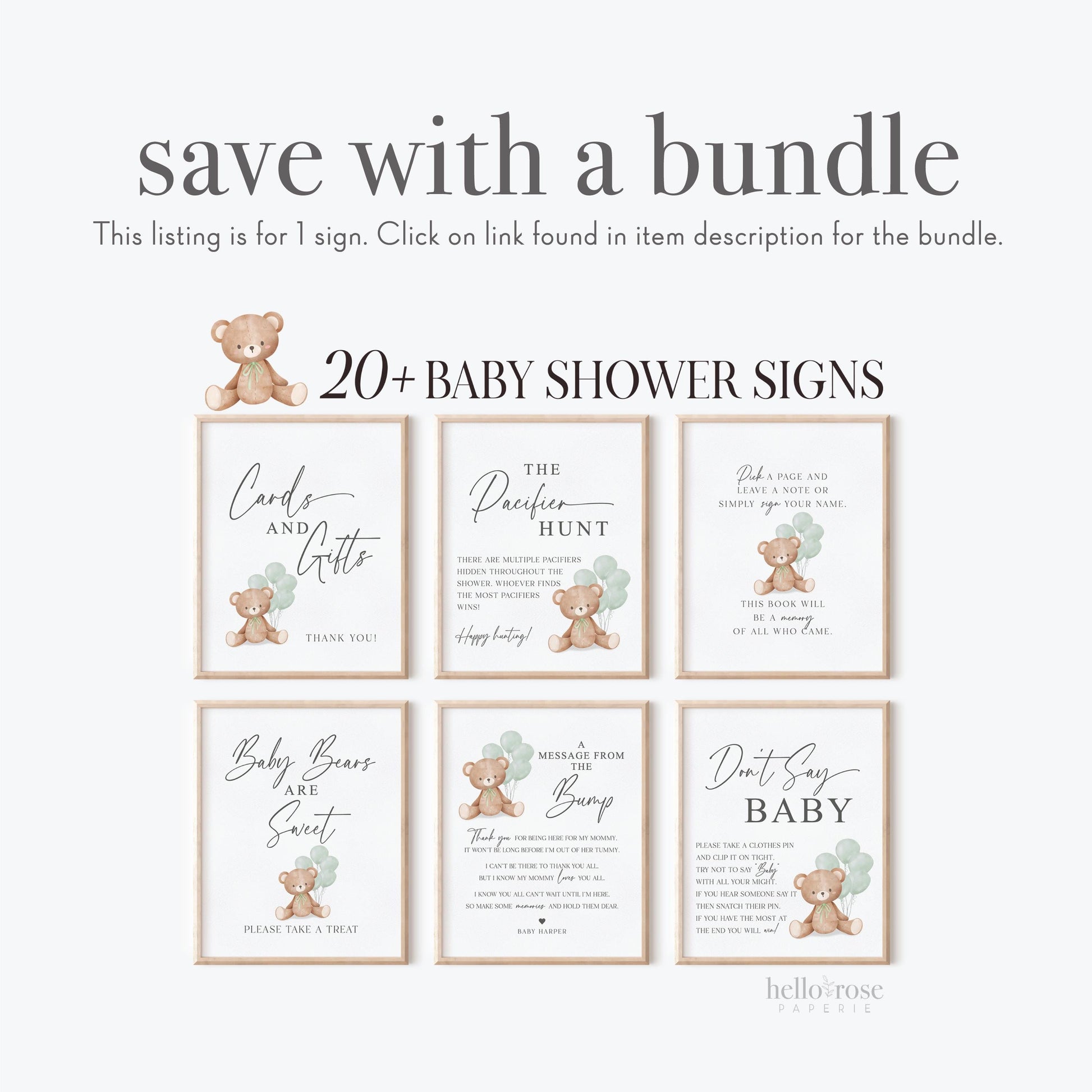 Cards and Gifts Baby Shower Sign, Teddy Bear Beige Balloons, Girl Boy Baby Shower Sprinkle, We Can Bearly Wait, Template Download TEMPLETT