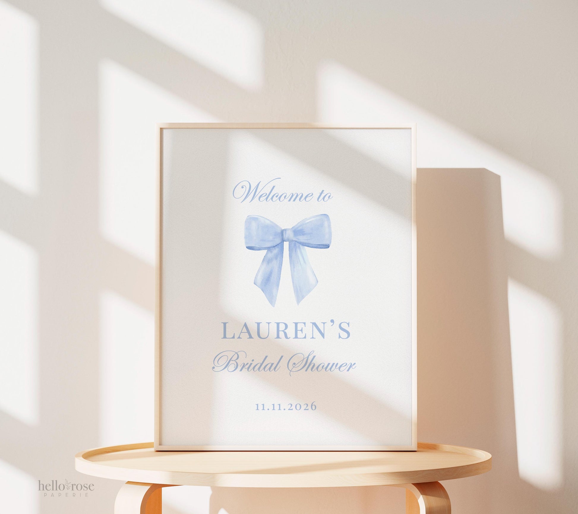 Bow Welcome Sign, Blue Bow Bridal Shower, Bachelorette Party, Birthday, Couples Shower, Printable Editable Template Download TEMPLETT