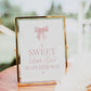 A Sweet Little Girl is on Her Way Pink Bow Baby Shower, Welcome Favors Sign, Girl Baby Sprinkle, Editable Template Digital Download TEMPLETT