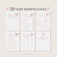 Pink Bow Baby Shower Bundle of 30+ Baby Shower Games, Girl Baby Shower Sprinkle, Bow Theme, Editable Template Download Templett