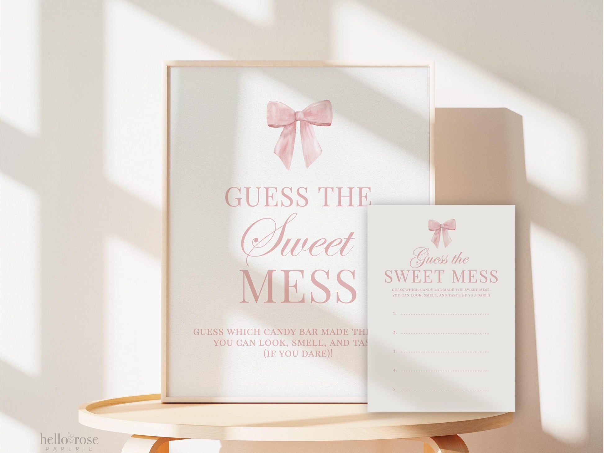Guess the Sweet Mess Pink Bow Baby Shower Game, Guess the Chocolate Candy Bar Diaper, Girl Baby, Editable Template Digital Download TEMPLETT