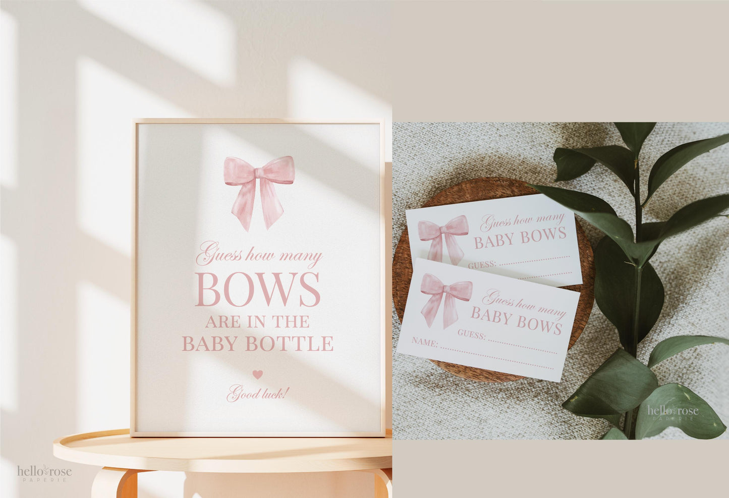 Guess How Many Bows in the Bottle Pink Bow Baby Shower, Bow Counting Guess Game, Girl Baby, Editable Template Digital Download TEMPLETT