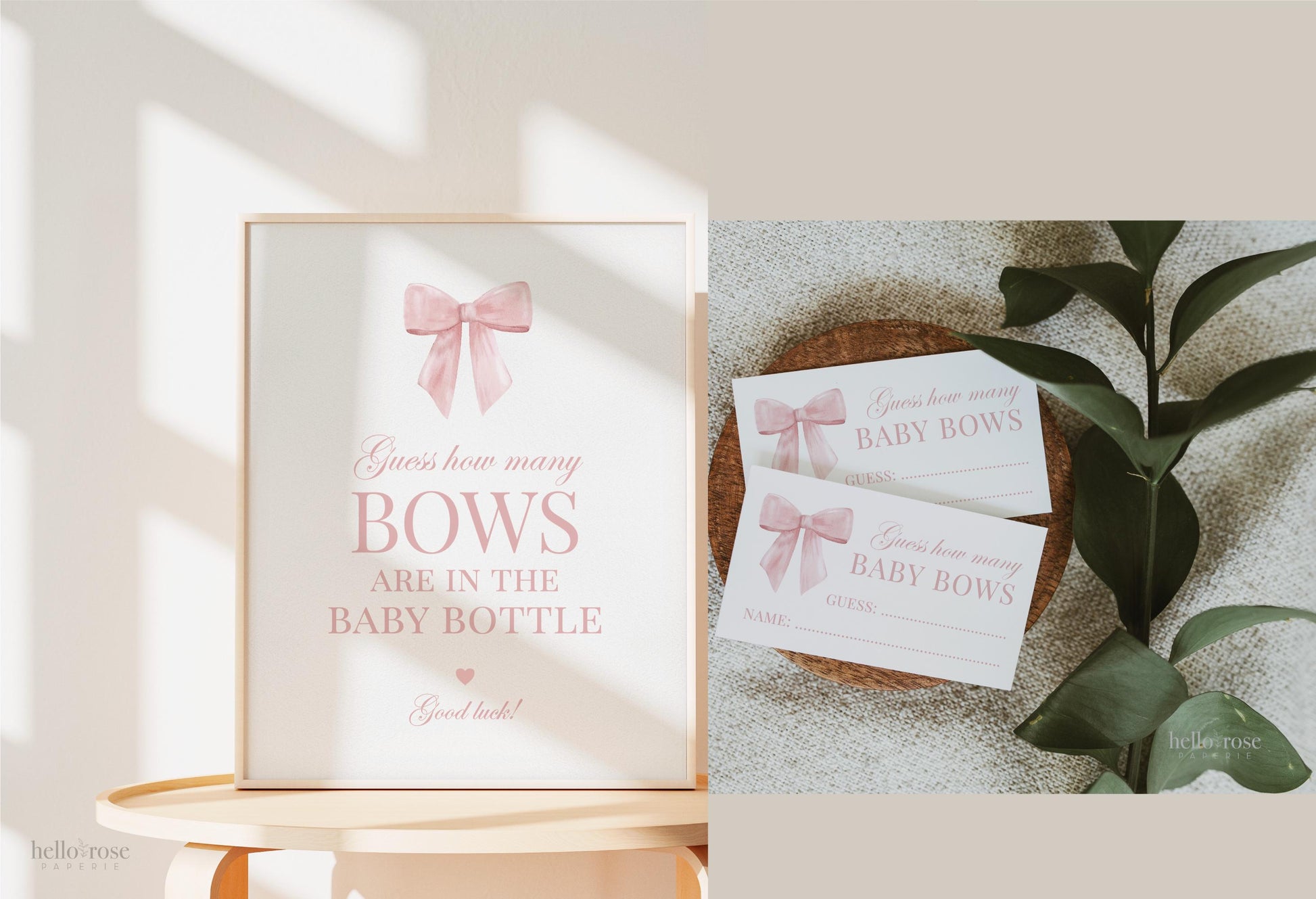 Guess How Many Bows in the Bottle Pink Bow Baby Shower, Bow Counting Guess Game, Girl Baby, Editable Template Digital Download TEMPLETT
