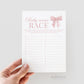 Baby Name Race Pink Bow Baby Shower Game, Girl Baby Sprinkle Game, Printable Editable Template Instant Digital Download TEMPLETT