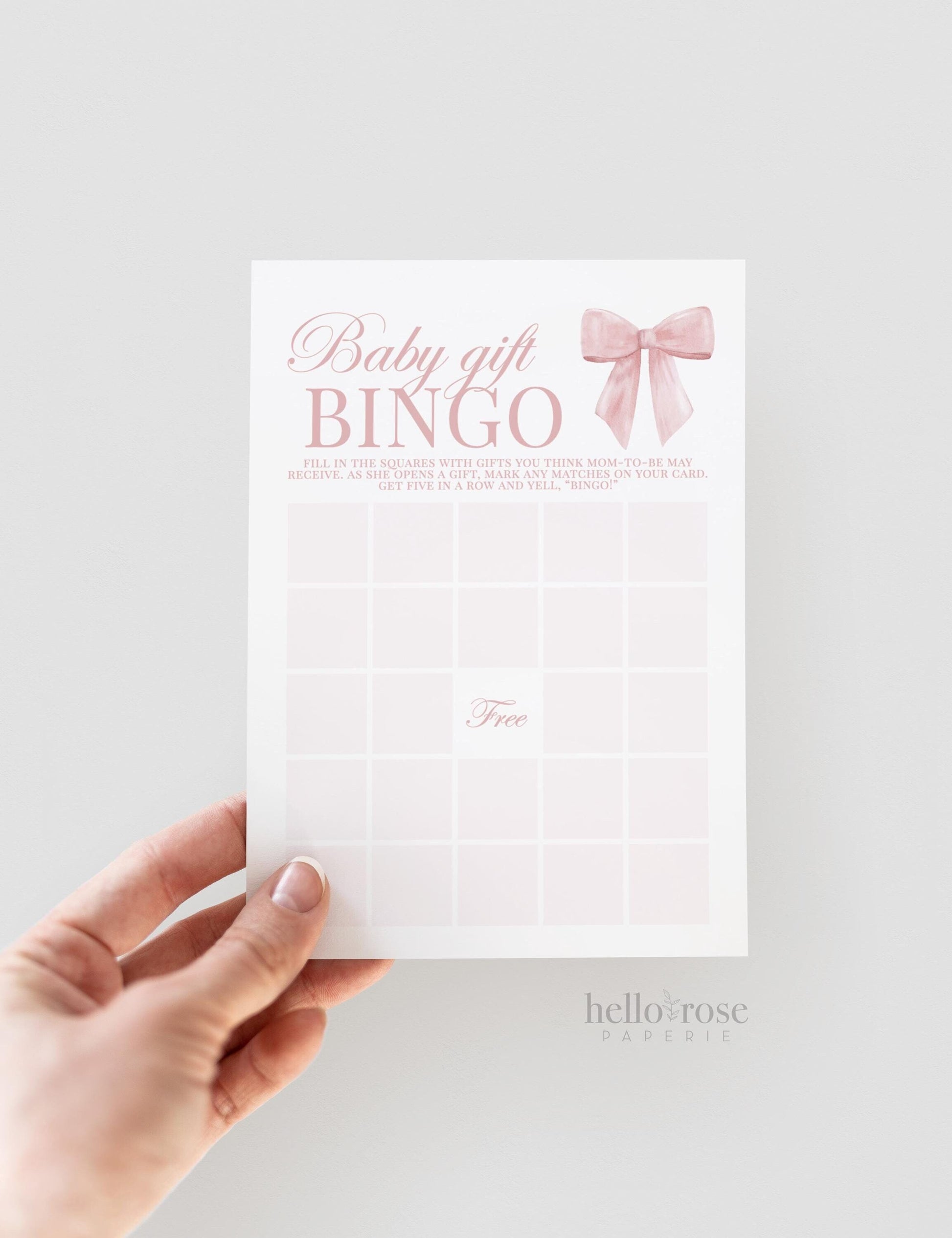 Baby Gift Bingo Pink Bow Baby Shower Game, Girl Baby Sprinkle Game, Printable Editable Template Instant Digital Download TEMPLETT