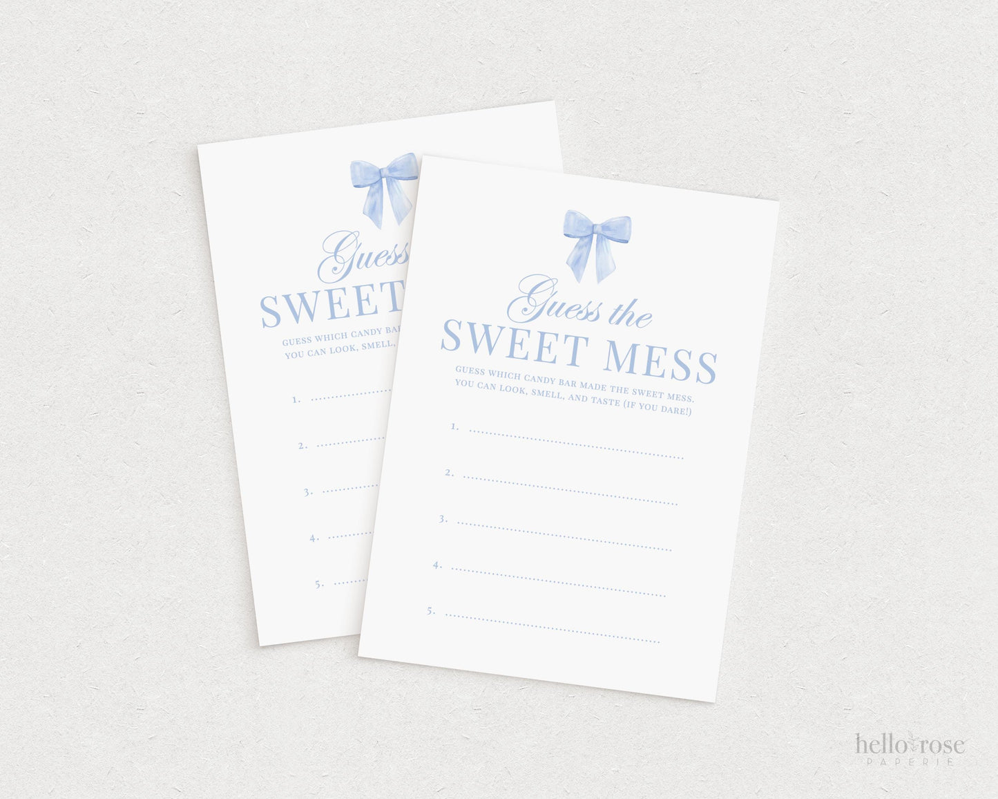 Guess the Sweet Mess Blue Bow Baby Shower Game, Guess the Chocolate Candy Bar Diaper, Boy Baby, Editable Template Digital Download TEMPLETT