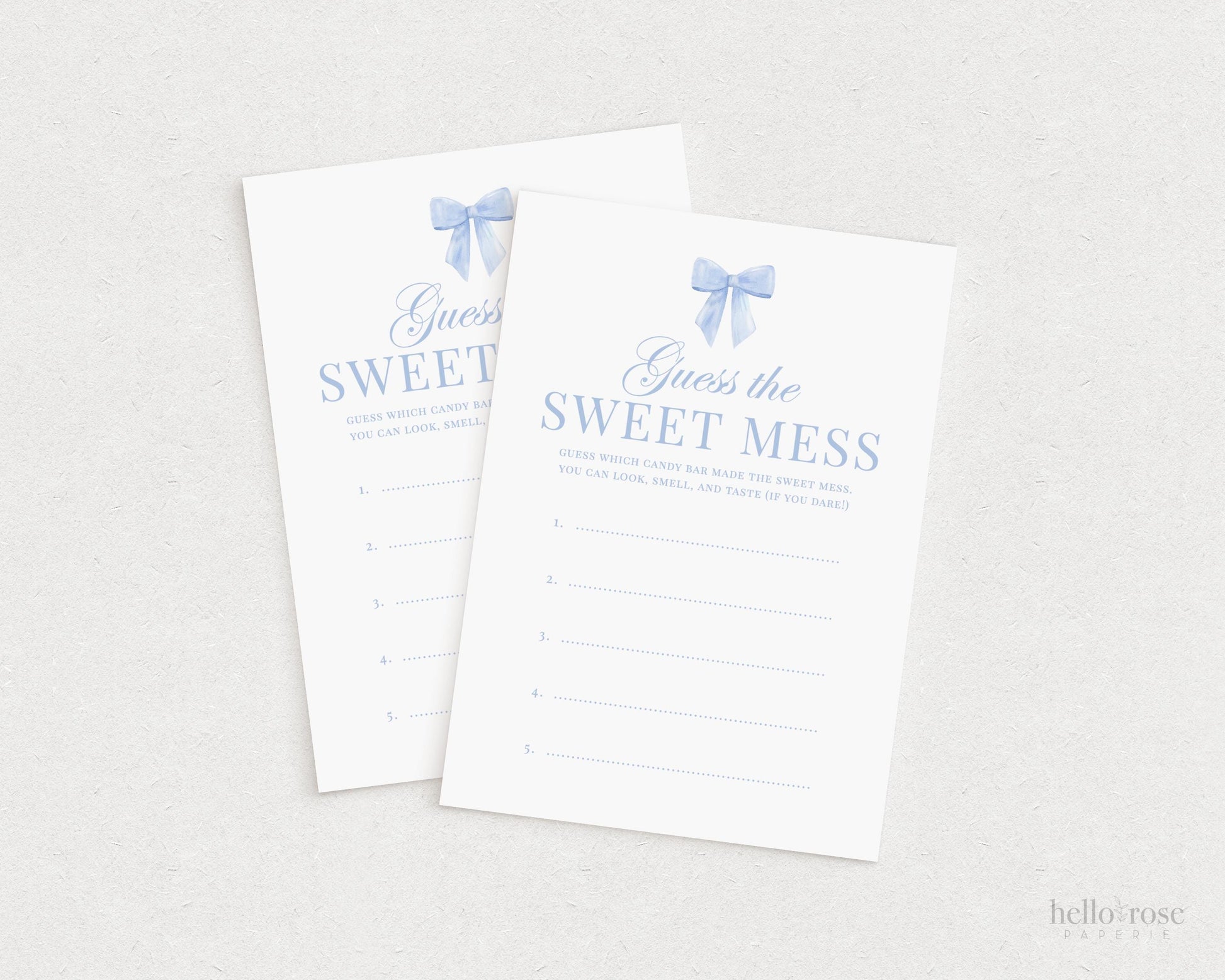 Guess the Sweet Mess Blue Bow Baby Shower Game, Guess the Chocolate Candy Bar Diaper, Boy Baby, Editable Template Digital Download TEMPLETT