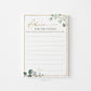 Advice for the Couple Sign and Card, Greenery, Personalized Bridal Shower Wedding Game, PRINTABLE Editable Template Download Templett G2-T