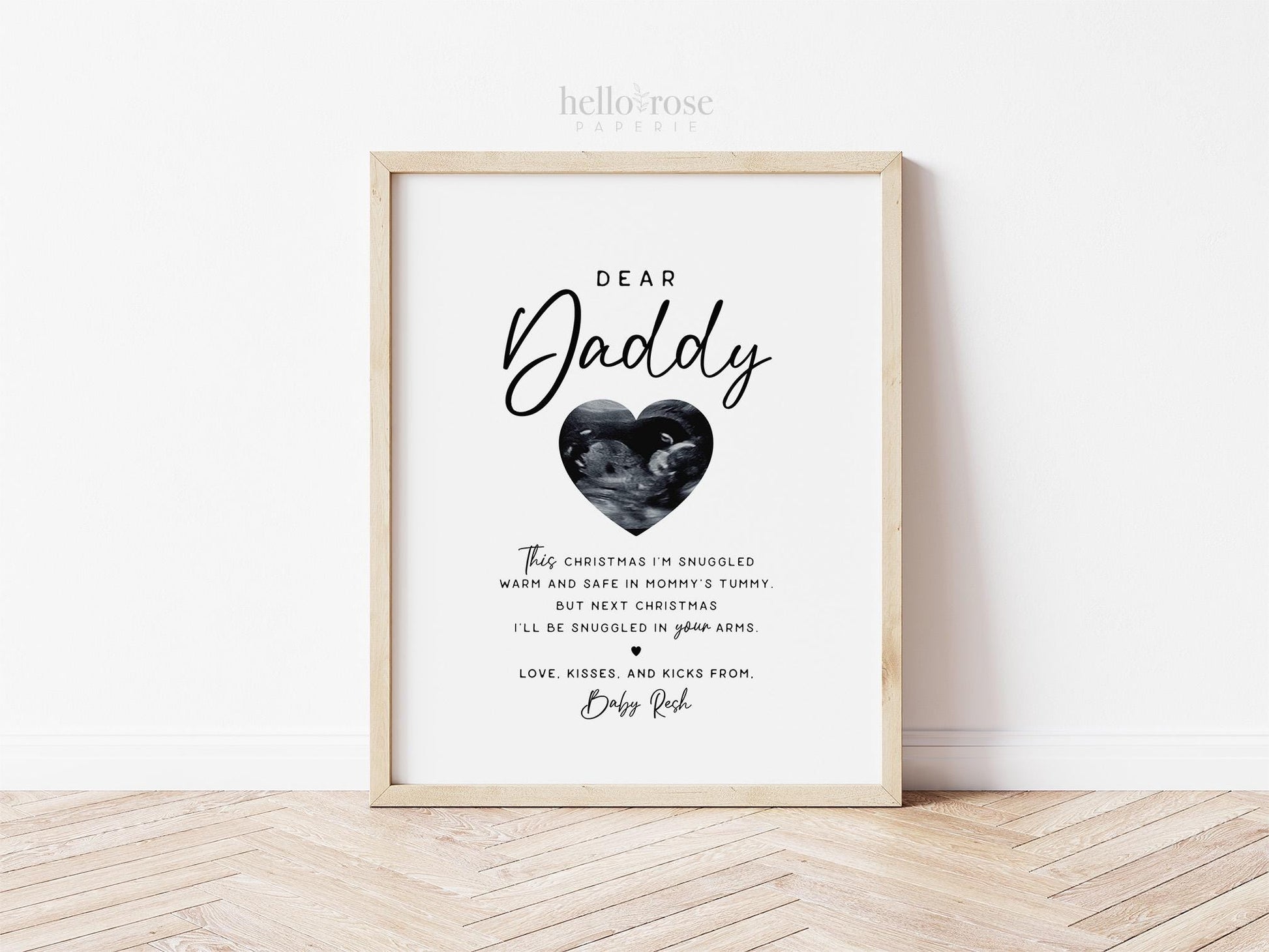 Dear Daddy Christmas Gift Sonogram Ultrasound Gift from Daughter Son Wife . Pregnancy Announcement for Dad . Minimalist PRINTABLE DOWNLOAD