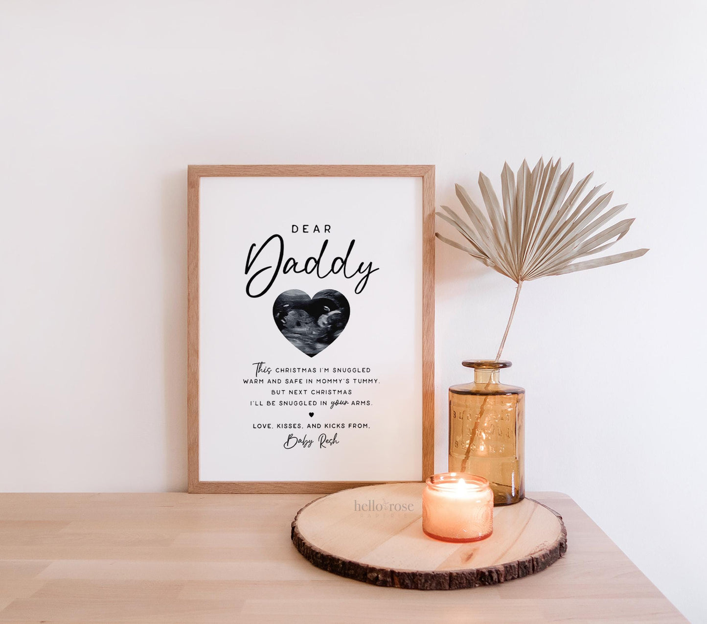 Dear Daddy Christmas Gift Sonogram Ultrasound Gift from Daughter Son Wife . Pregnancy Announcement for Dad . Minimalist PRINTABLE DOWNLOAD
