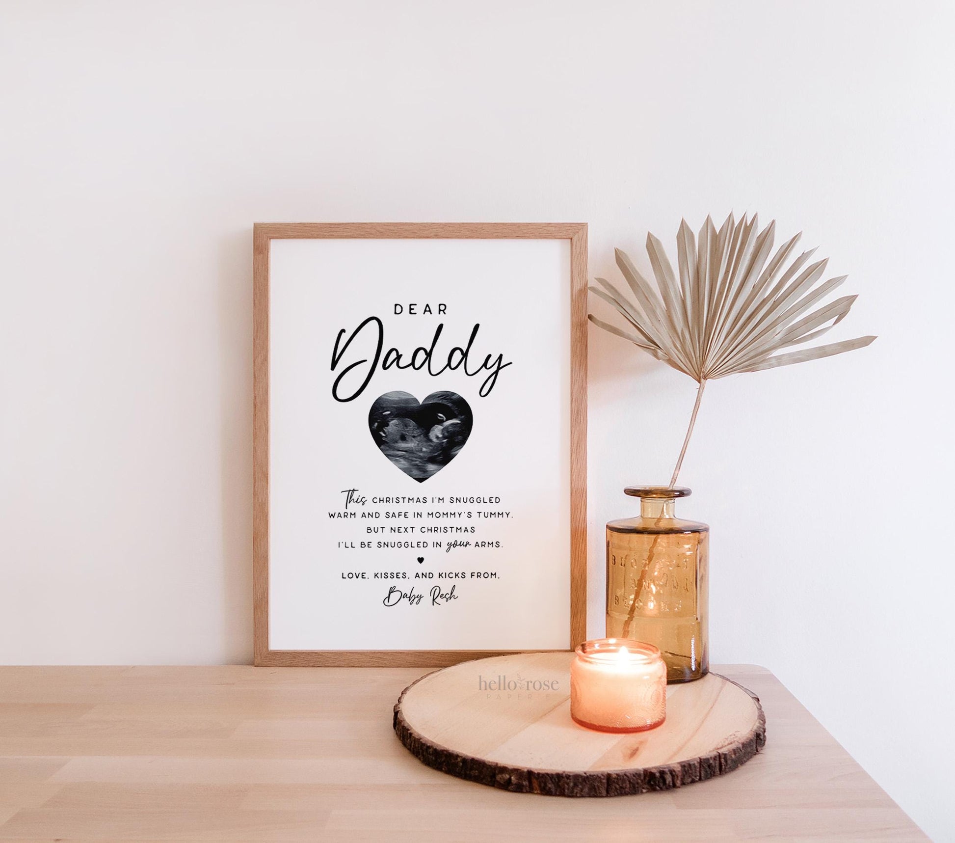 Dear Daddy Christmas Gift Sonogram Ultrasound Gift from Daughter Son Wife . Pregnancy Announcement for Dad . Minimalist PRINTABLE DOWNLOAD