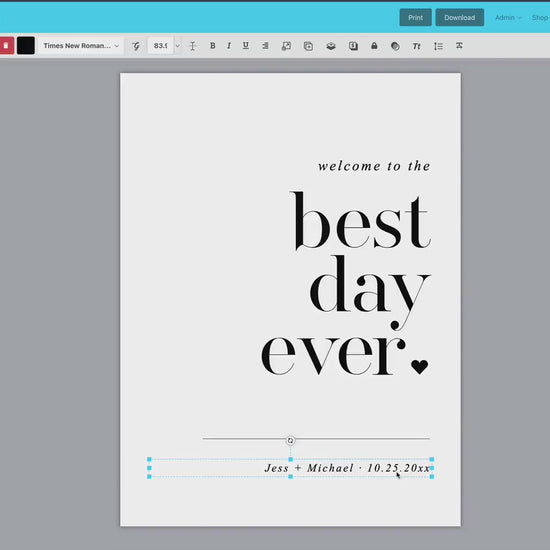Welcome to the Best Day Ever Wedding Sign . Minimalist Wedding Welcome Template . PRINTABLE Editable Poster . Instant Download Templett
