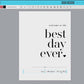 Welcome to the Best Day Ever Wedding Sign . Minimalist Wedding Welcome Template . PRINTABLE Editable Poster . Instant Download Templett
