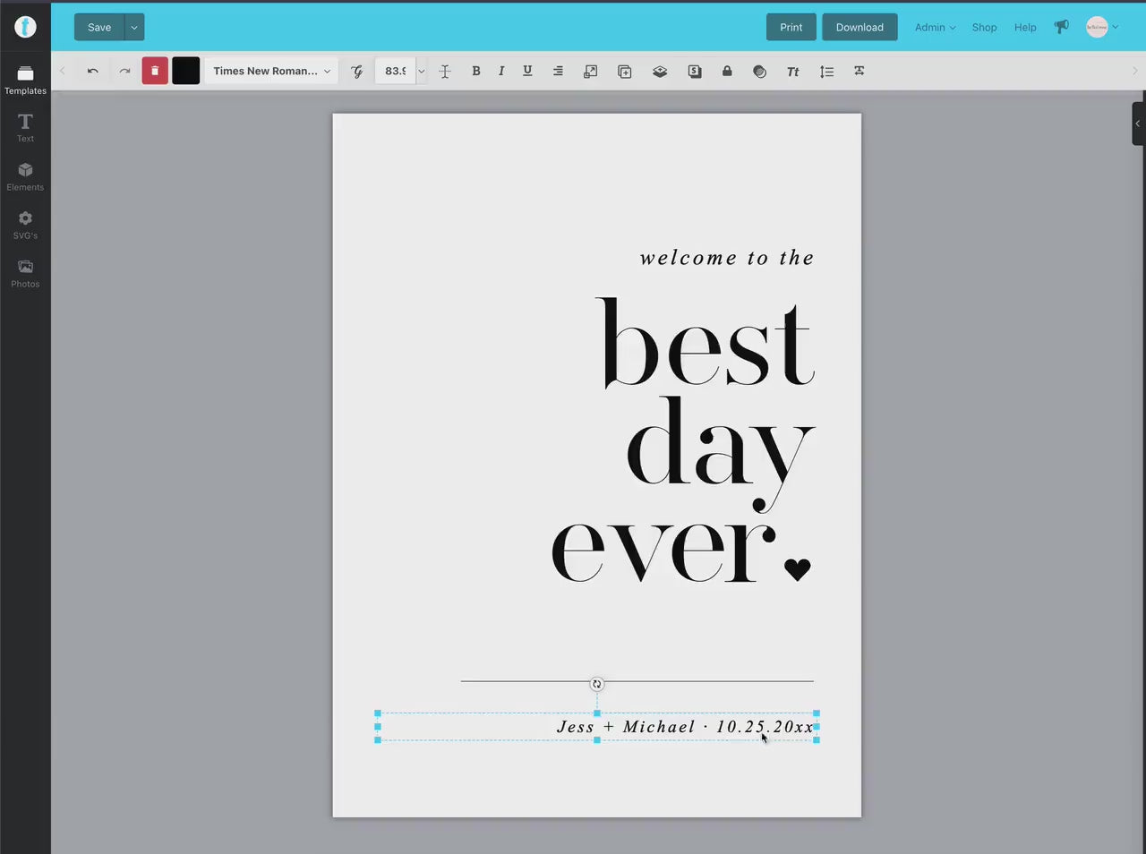 Welcome to the Best Day Ever Wedding Sign . Minimalist Wedding Welcome Template . PRINTABLE Editable Poster . Instant Download Templett