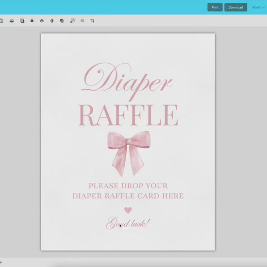 Diaper Raffle Pink Bow Girl Baby Shower Game Sign and Cards, Bring a Pack of Diapers Insert, Editable Template Digital Download TEMPLETT
