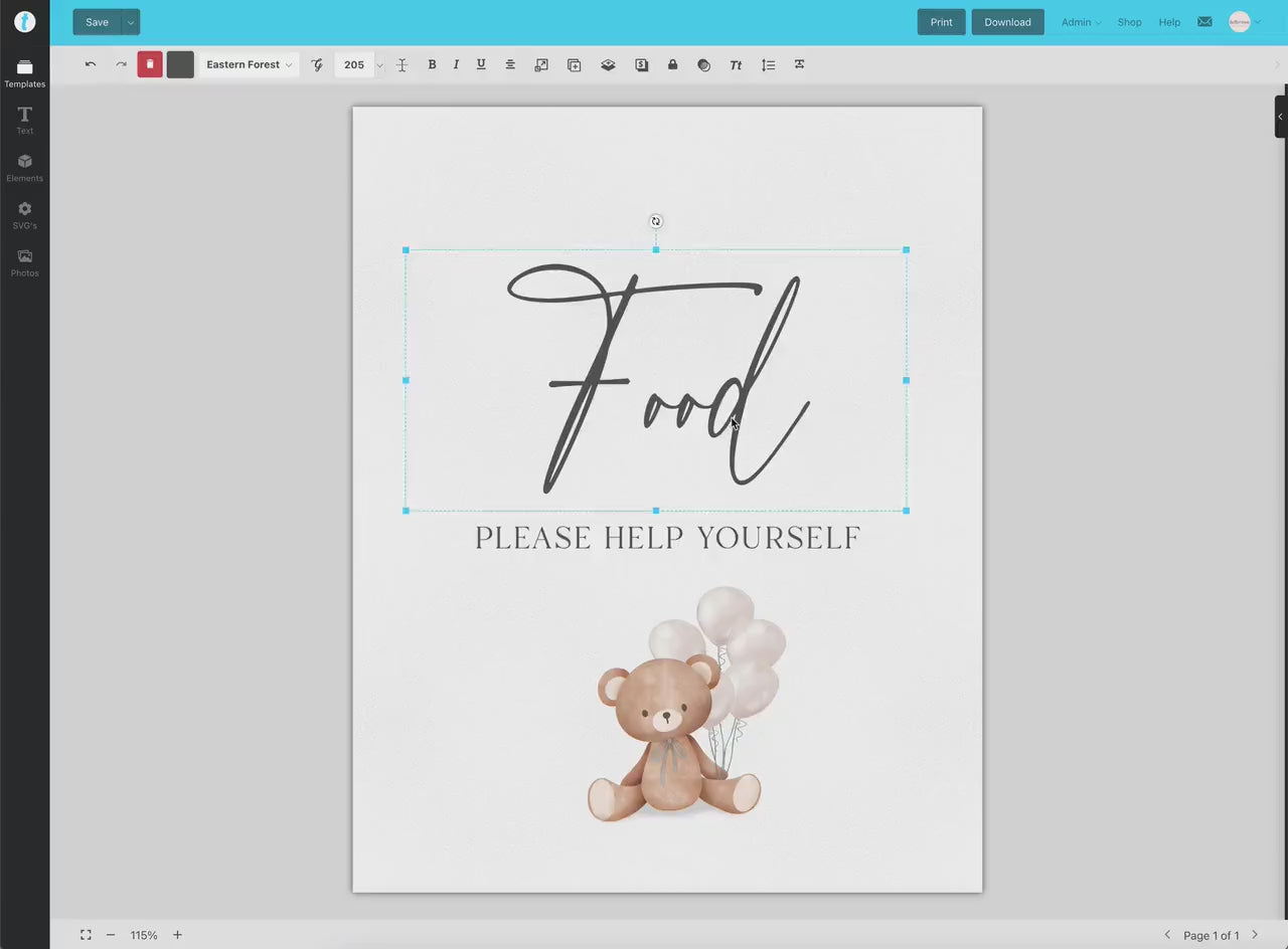 Bear Bundle of 20+ Baby Shower Signs . Teddy + White Beige Balloons, Boy Girl Neutral, Can Bearly Wait, Editable Template Download Templett