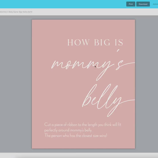 How Big is Mommy's Belly Boho Baby Shower Games Printable Sign . Blush Pink Girl Minimalist . Editable Template . Instant Download Templett