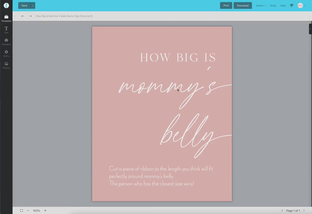 How Big is Mommy's Belly Boho Baby Shower Games Printable Sign . Blush Pink Girl Minimalist . Editable Template . Instant Download Templett