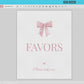 Favors Sign Pink Bow Baby Shower, Please Take One Favors Table Sign, Girl Baby Sprinkle, Editable Template Digital Download TEMPLETT