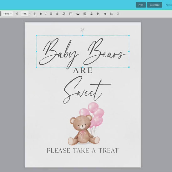 Babies Are Sweet Please Take a Treat Baby Shower Favors Sign, Bear with Pink Balloons, Girl Baby Shower, Baby Sprinkle, Template Download