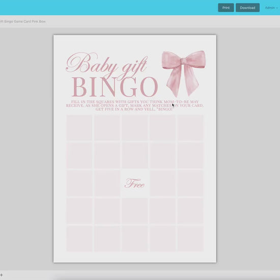Baby Gift Bingo Pink Bow Baby Shower Game, Girl Baby Sprinkle Game, Printable Editable Template Instant Digital Download TEMPLETT
