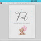Food Buffet Tent Card + Sign, Bear Baby Shower, Teddy Girl with Bow + Pink Balloons, We Can Bearly Wait, Template Download Templett