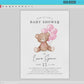 Bear with Balloons Baby Shower Bundle of 60+ Games, Signs, Tags, Labels . Girl Pink . Printable Editable Template Instant Download Templett