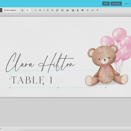 Bear Food Tent Place Card, Food Buffet Table Tent Card, Girl Baby Shower Sprinkle, Pink Balloons, PRINTABLE Editable Template TEMPLETT