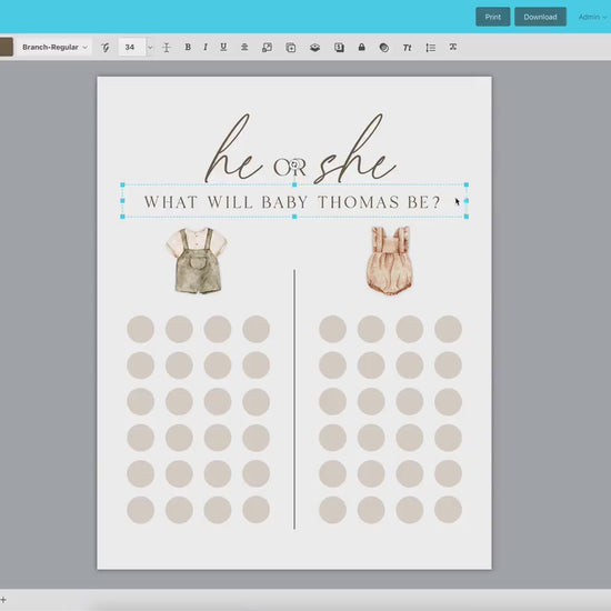 He or She What Will Baby Be, Gender Guess Sign, Minimalist Boho Baby Gender Reveal, Gender Neutral, Reveal Game, Template Download GR2-T