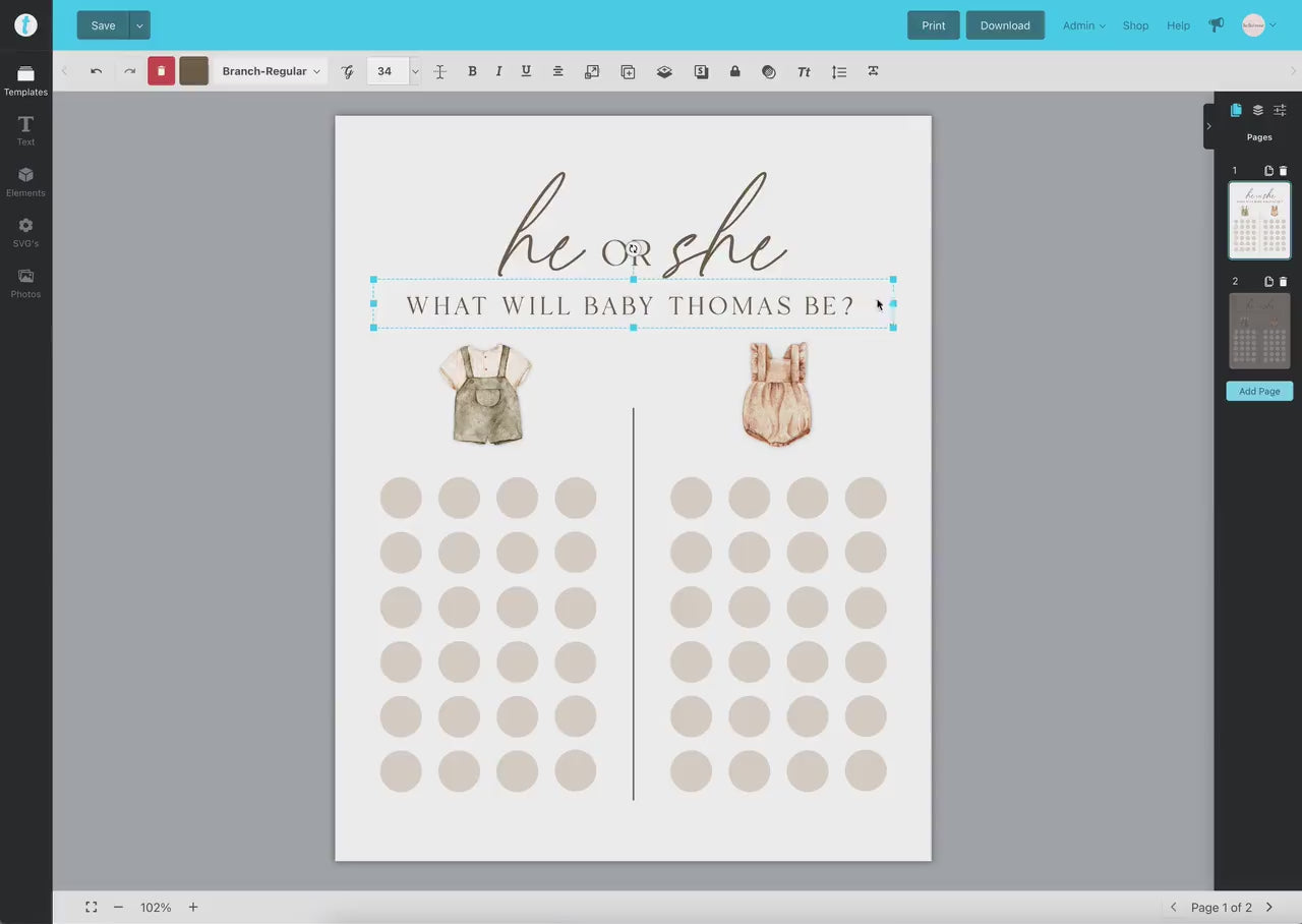 He or She What Will Baby Be, Gender Guess Sign, Minimalist Boho Baby Gender Reveal, Gender Neutral, Reveal Game, Template Download GR2-T