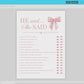 He Said She Said Who Said It Pink Bow Baby Shower Game, Girl Baby Sprinkle, Printable Editable Template Instant Digital Download TEMPLETT