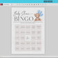 Baby Shower Bingo Gift Opening Game, Bear with Blue Bow Balloons, Boy Teddy Bear, We Can Bearly Wait, Editable Template Download TEMPLETT