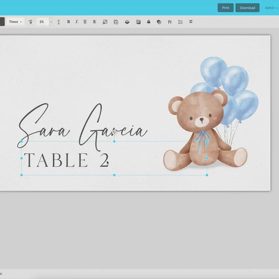 Bear Food Tent Place Card, Food Buffet Table Tent Card, Boy Baby Shower Sprinkle, Blue Balloons, PRINTABLE Editable Template TEMPLETT