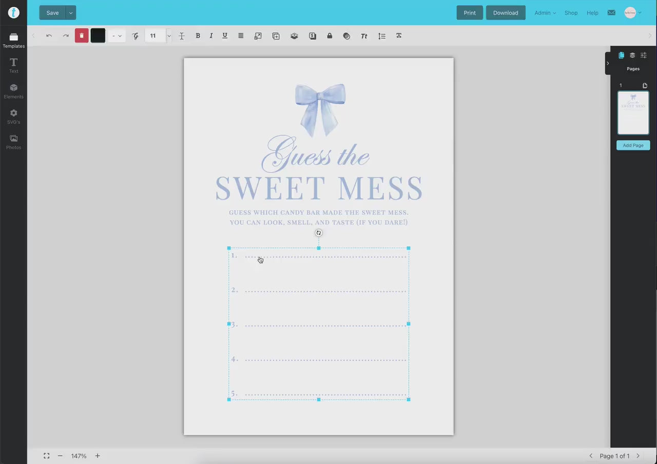 Guess the Sweet Mess Blue Bow Baby Shower Game, Guess the Chocolate Candy Bar Diaper, Boy Baby, Editable Template Digital Download TEMPLETT