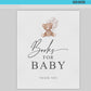Books for Baby Printable Sign and Cards, Teddy Bear with White Balloons, Boy Girl Baby, Couples Shower, Can Bearly Wait, Template Download