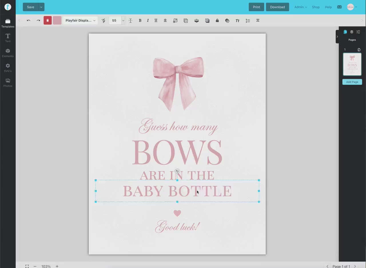 Guess How Many Bows in the Bottle Pink Bow Baby Shower, Bow Counting Guess Game, Girl Baby, Editable Template Digital Download TEMPLETT