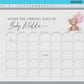 Bear Guess the Arrival Calendar Game, Guess the Birth Due Date, Bear with Pink Balloons, Girl Baby Shower, Template Download TEMPLETT