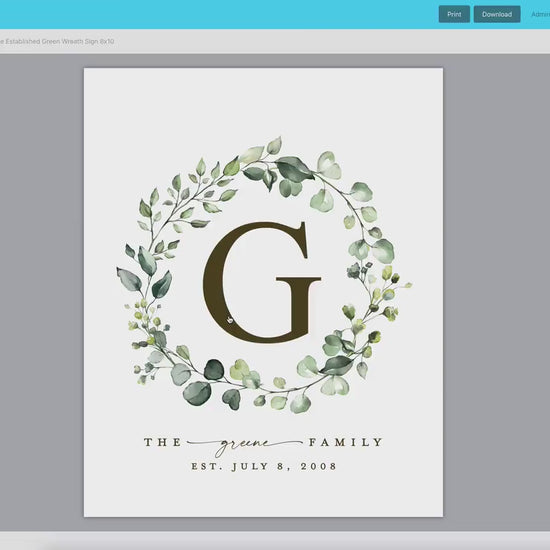 Personalized Family Name Printable Christmas Gift Sign . Last Name Monogram Established Date . Wedding Anniversary . Download Templett