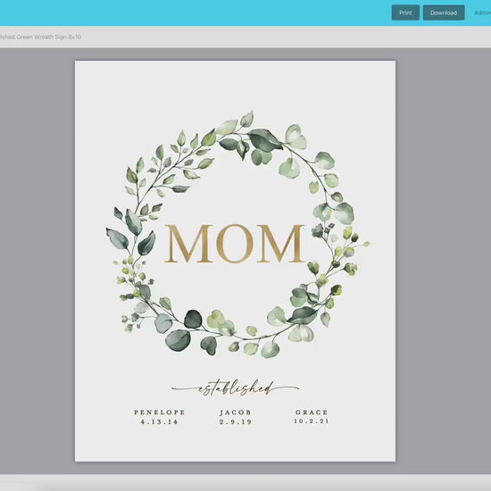 Mom Established Printable Christmas Gift . Gift Idea for Mom Mother Wife . Gift From Kids Husband . PRINTABLE Editable Template Templett