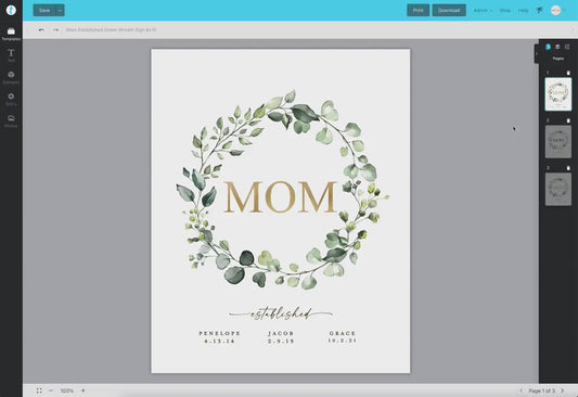 Mom Established Printable Christmas Gift . Gift Idea for Mom Mother Wife . Gift From Kids Husband . PRINTABLE Editable Template Templett
