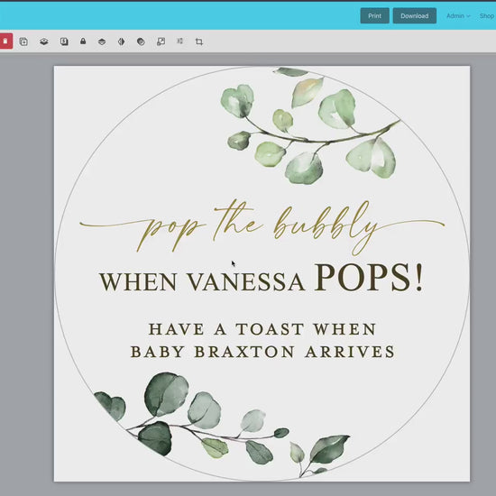 Pop the Bubbly When She Pops Tags Stickers . Personalized Champagne Baby Shower Favors . Editable PRINTABLE Templett Instant Download G2-T