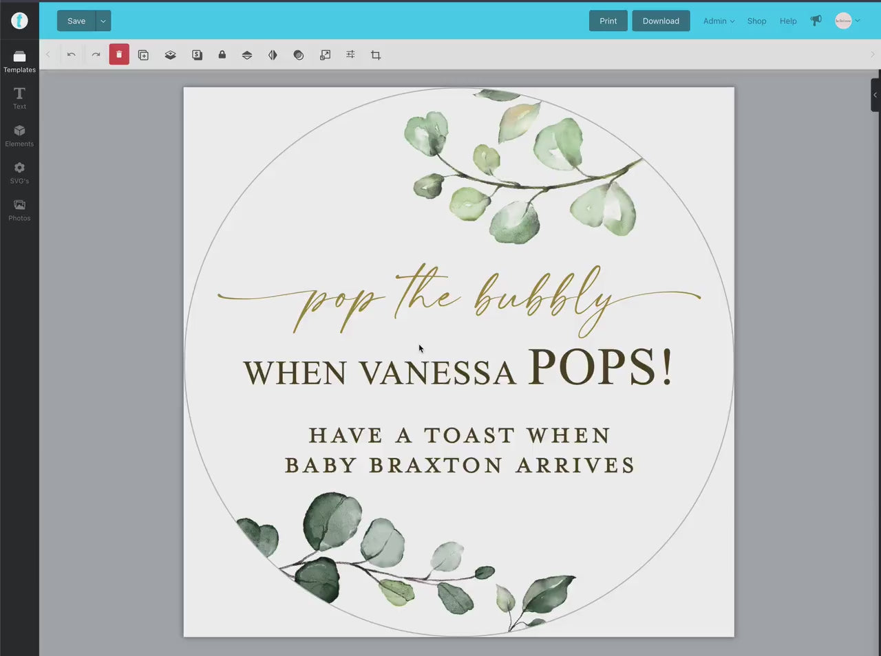 Pop the Bubbly When She Pops Tags Stickers . Personalized Champagne Baby Shower Favors . Editable PRINTABLE Templett Instant Download G2-T