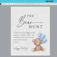 Baby Bear Hunt Baby Shower Game Sign, Teddy Bear with Blue Balloons, Boy Baby Shower, Baby Sprinkle,  We Can Bearly Wait, Template Download