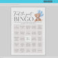 Find the Guest Bingo Baby Shower Game, Bear with Blue Bow Balloons, Boy Teddy Bear, We Can Bearly Wait, Editable Template Download TEMPLETT