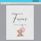 Favors Printable Baby Shower Sign, Teddy Bear with Pink Balloons, Girl Baby Shower, We Can Bearly Wait, Template Download Templett