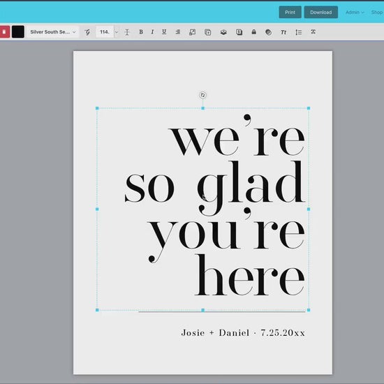 We're So Glad You're Here Wedding Welcome Sign . Minimalist Wedding Welcome Template . PRINTABLE Editable Poster . Instant Download Templett