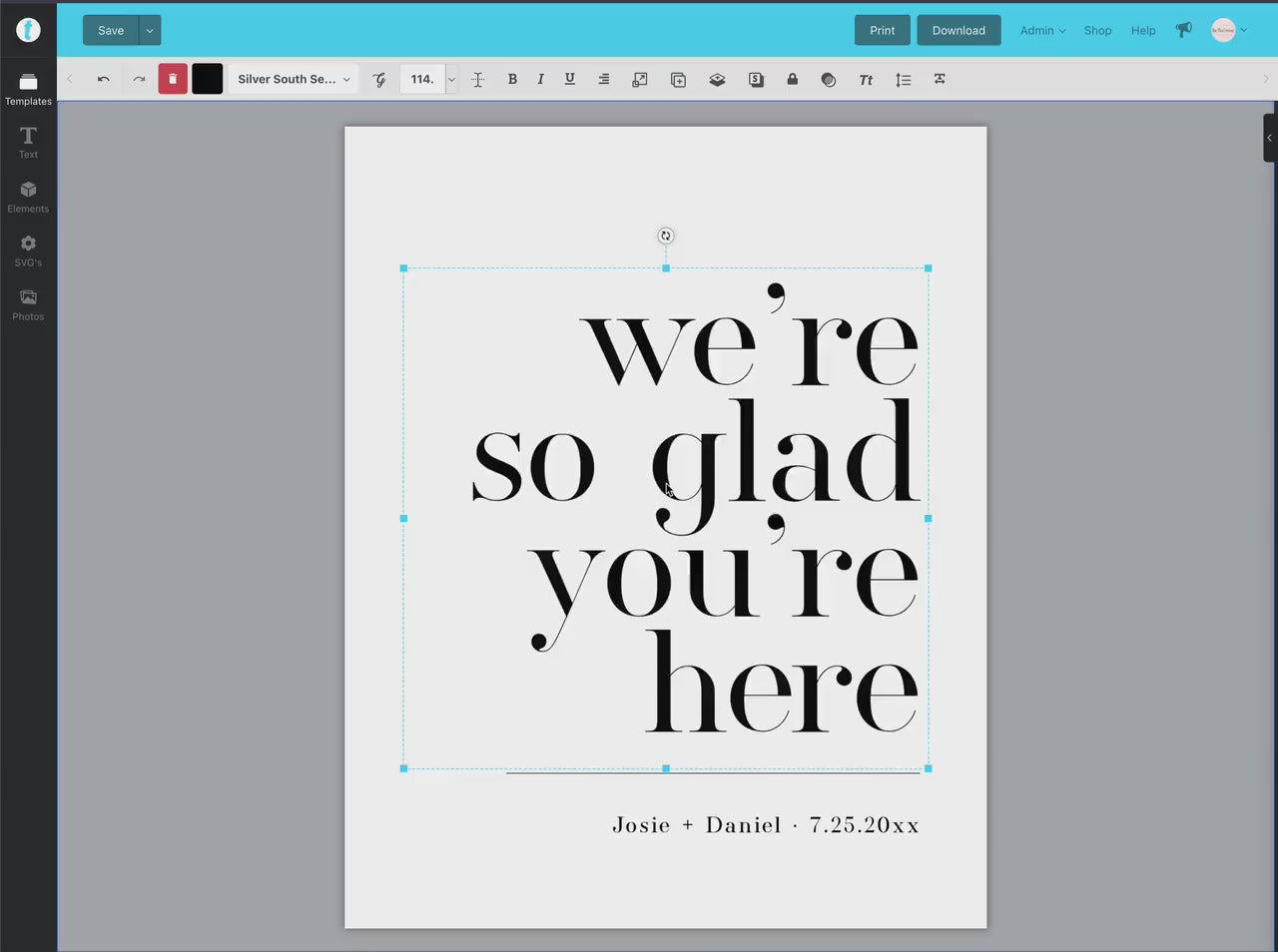 We're So Glad You're Here Wedding Welcome Sign . Minimalist Wedding Welcome Template . PRINTABLE Editable Poster . Instant Download Templett