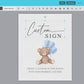 Custom Editable Sign Teddy Bear with Blue Balloons, Boy Baby Shower, Couples Shower, BabySprinkle,  We Can Bearly Wait, Template Download
