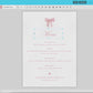 Menu Pink Bow, Baby Shower Sprinkle, Bridal Shower, Editable Menu, PRINTABLE Editable Instant Download TEMPLETT